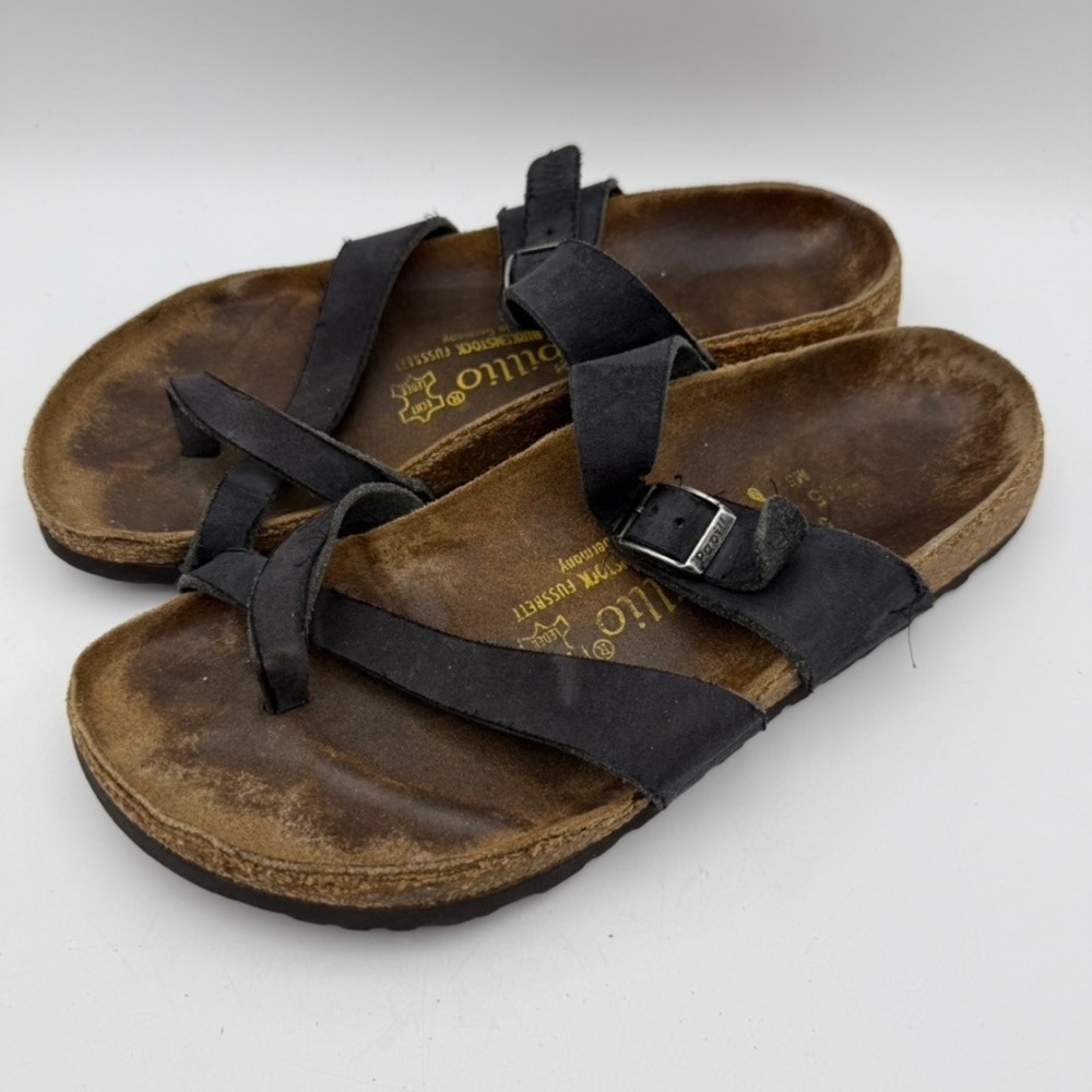 Birkenstock Papillio Mayari Toe‎ Loop Sandals Black Adjustable Size 38 L7 M5